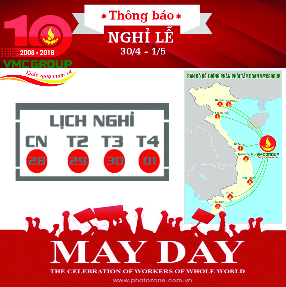 THÔNG BÁO NGHỈ LỄ 30 4