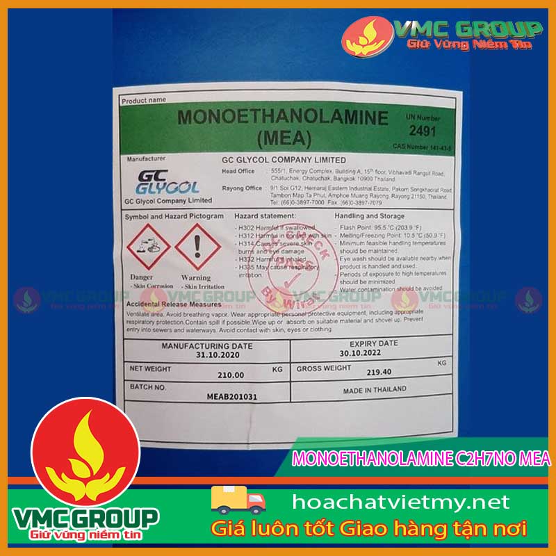 MONOETHANOLAMINE C2H7NO MEA MONOETHANOLAMINE C2H7NO MEA