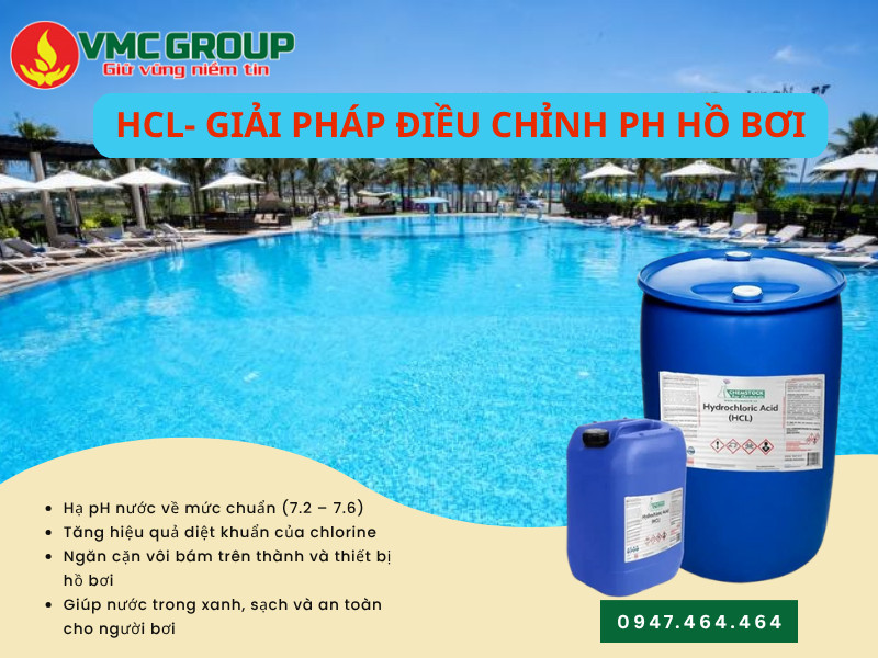 Acid HCl có ứng dụng trong xử lý nước bể bơi