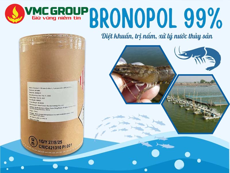 Bronopol diệt khuẩn, trị nấm và xử lý nước ao nuôi thủy sản