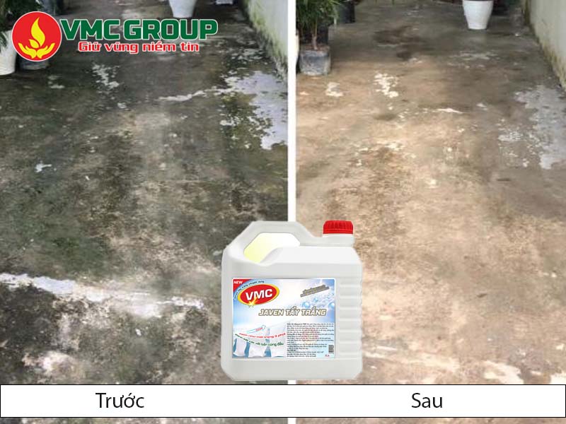Dùng Javen để tẩy rong rêu trên sân
