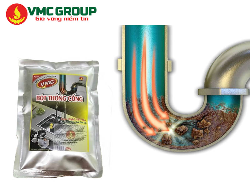 Sử dụng VMC bột thông cống để thông tắc bồn rửa chén