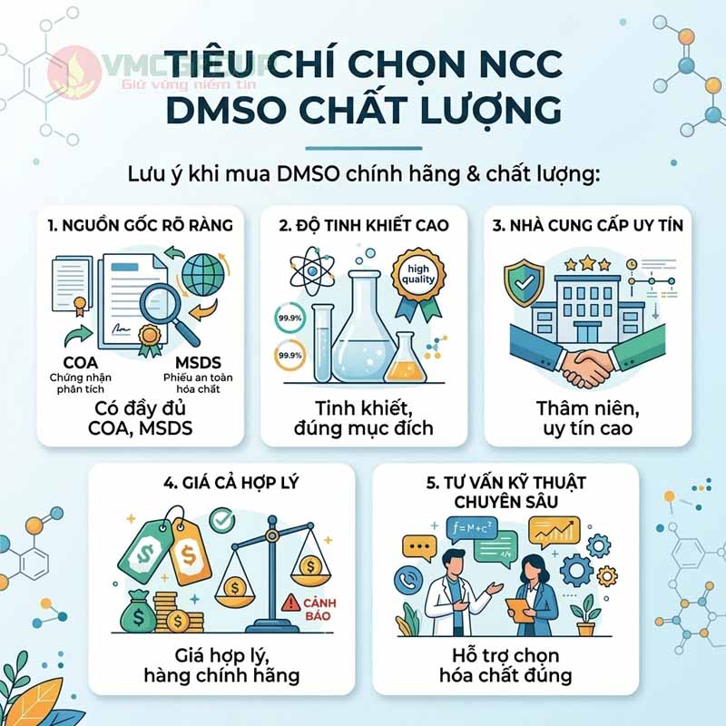 Tiêu chí mua dung môi dimethyl sulfoxide