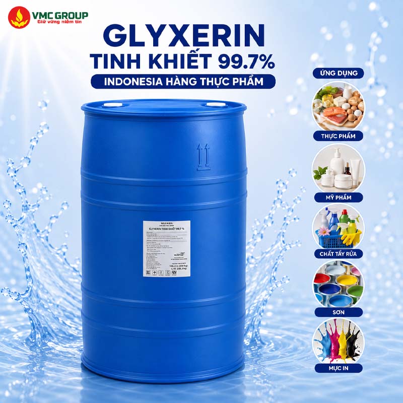 GLYXERIN TINH KHIET 99.7% INDONESIA HANG THUC PHAM PHUY 250KG